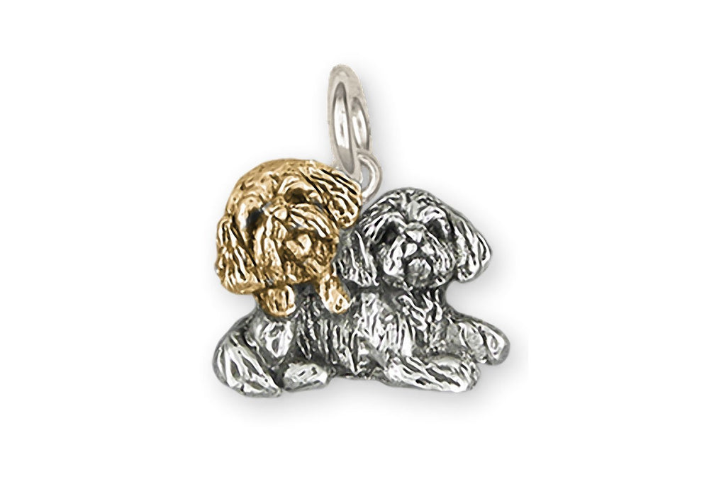 Lhasa Charms Lhasa Charm Silver And 14k Gold Double  Lhasa Apso Jewelry Lhasa jewelry