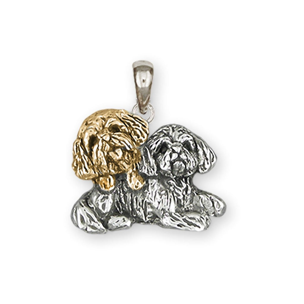 Lhasa Charms Lhasa Pendant Silver And 14k Gold Double  Lhasa Apso Jewelry Lhasa jewelry