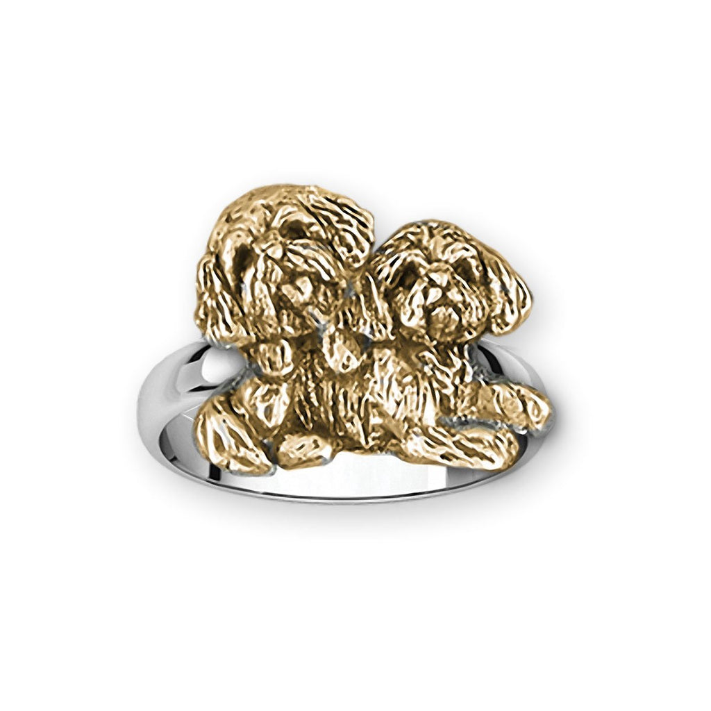 Lhasa Charms Lhasa Ring Silver And 14k Gold Double  Lhasa Apso Jewelry Lhasa jewelry