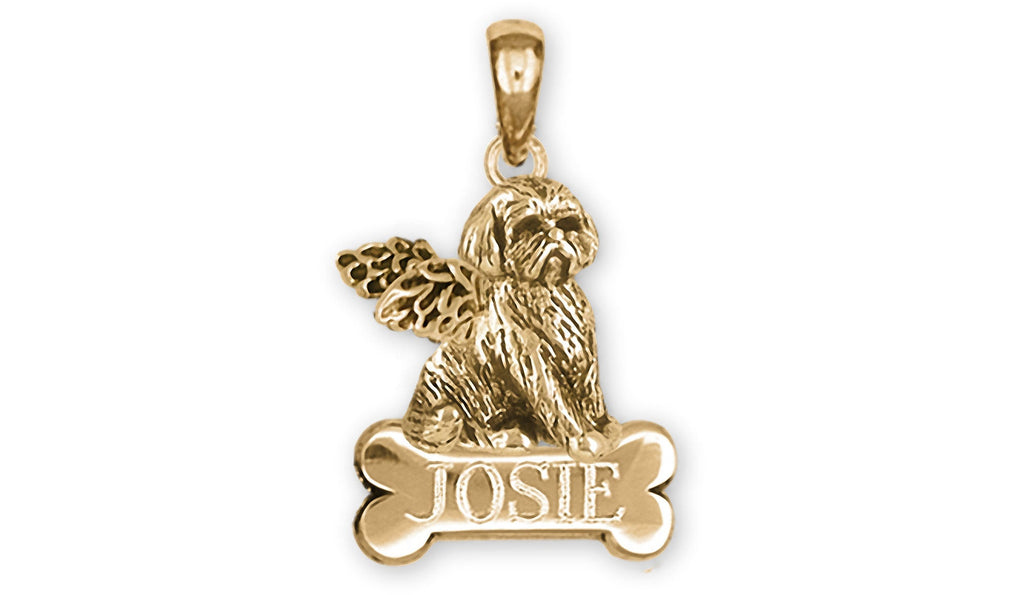 Lhasa Apso Charms Lhasa Apso Personalized Pendant 14k Yellow Gold Lhasa Apso Jewelry Lhasa Apso jewelry