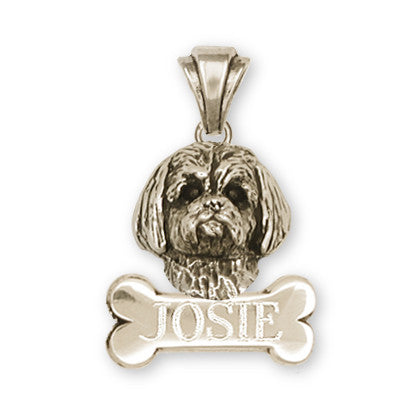 Lhasa Apso Personalized Pendant Handmade Sterling Silver Dog Jewelry LSZ4-NP