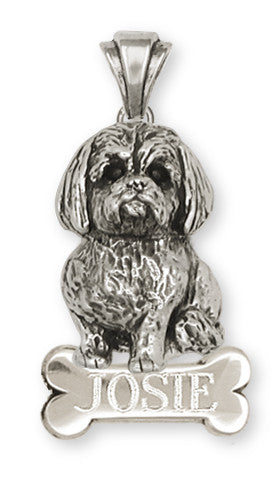 Lhasa Apso Personalized Pendant Handmade Sterling Silver Dog Jewelry LSZ5-NP