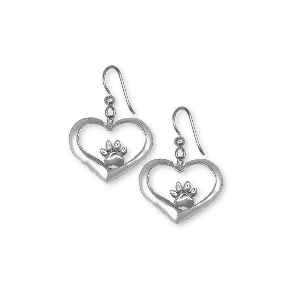 Dog Paw Charms Dog Paw Earrings Sterling Silver Dog Jewelry Dog Paw jewelry