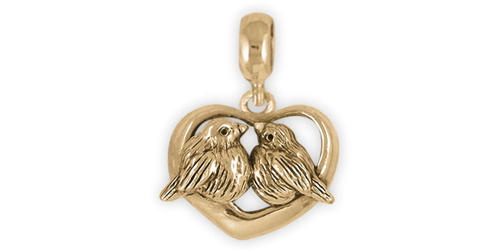 Love Bird Charms Love Bird Charm Slide 14k Yellow Gold Love Bird Jewelry Love Bird jewelry