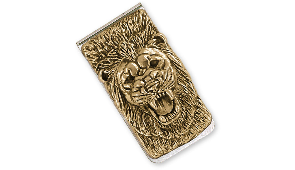 Lion Charms Lion Money Clip Sterling Silver And Yellow Bronze Lion Jewelry Lion jewelry