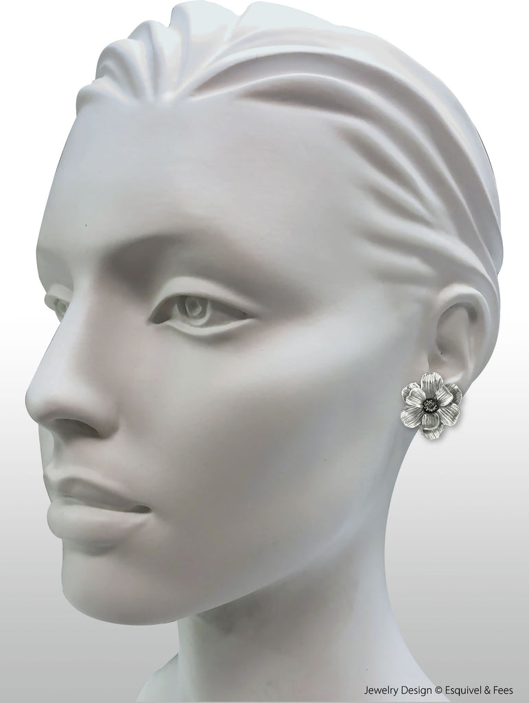 Magnolia Jewelry Sterling Silver Handmade Magnolia Earrings  MG6-E