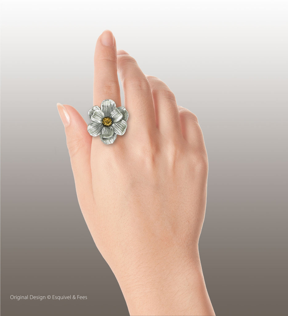 Magnolia Jewelry Silver And 14k Gold Handmade Magnolia Ring  MG6-TNR