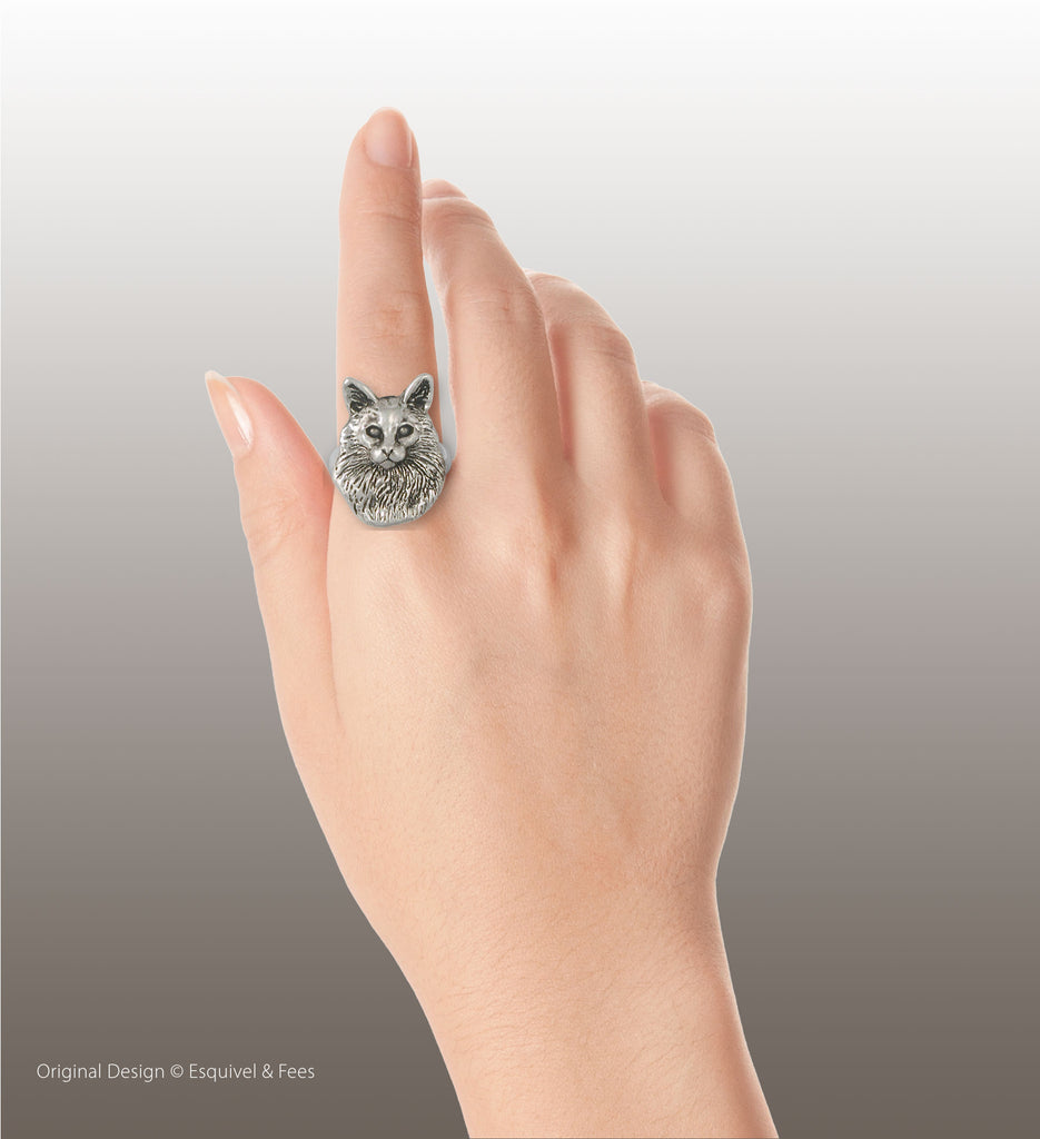 Maine Coon Jewelry Sterling Silver Handmade Maine Coon Ring  MN11-R