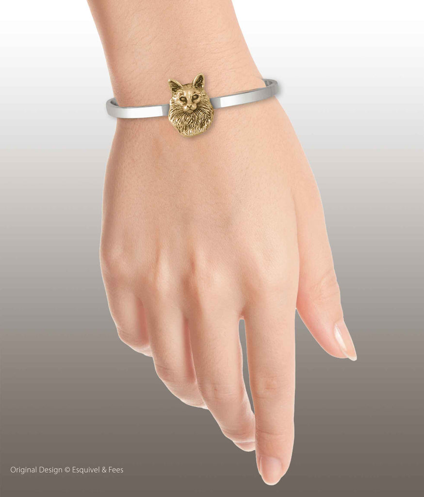 Maine Coon Jewelry Silver And 14k Gold Handmade Maine Coon Bracelet  MN11-TNCB