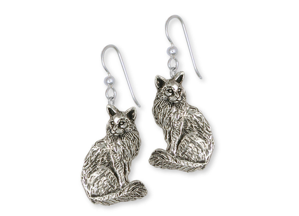 Maine Coon Cat Charms Maine Coon Cat Earrings Handmade Sterling Silver Cat Jewelry Maine Coon Cat jewelry