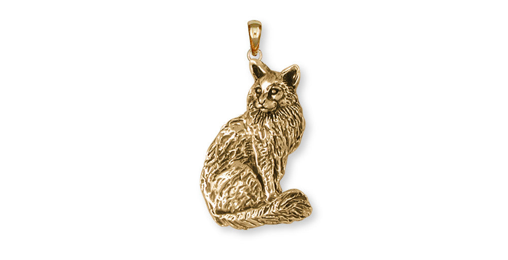 Maine Coon Cat Charms Maine Coon Cat Pendant 14k Yellow Gold Vermeil Cat Jewelry Maine Coon Cat jewelry