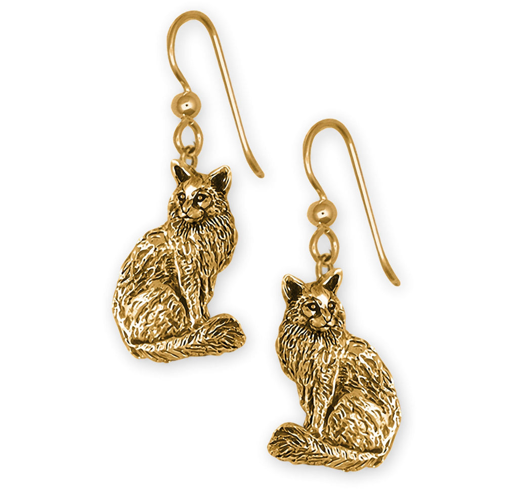 Maine Coon Charms Maine Coon Earrings 14k Gold Maine Coon Jewelry Maine Coon jewelry