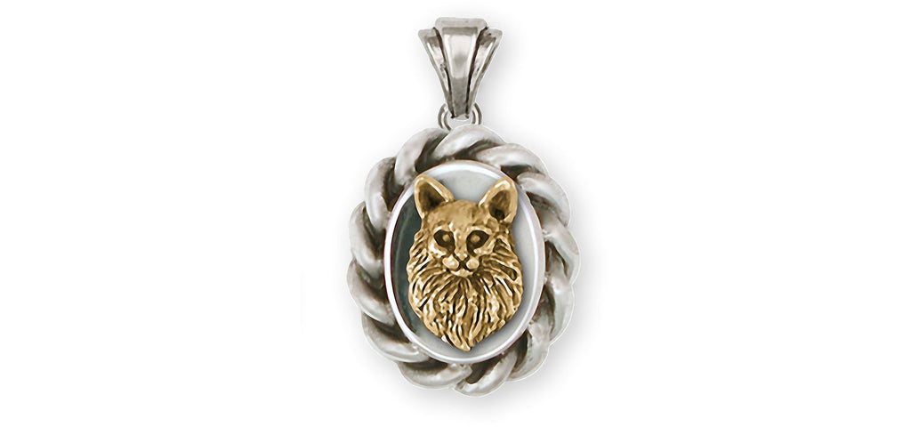 Maine Coon Charms Maine Coon Pendant Silver And 14k Gold Maine Coon Jewelry Maine Coon jewelry