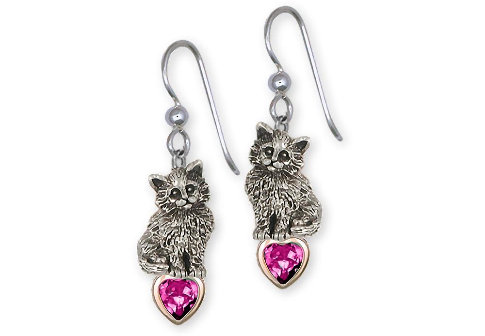 Maine Coon Charms Maine Coon Earrings Silver And 14k Gold Cat Jewelry Maine Coon jewelry