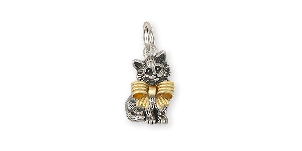Maine Coon Charms Maine Coon Charm Silver And 14k Gold Cat Jewelry Maine Coon jewelry