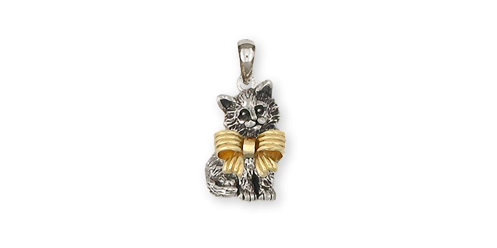 Maine Coon Charms Maine Coon Pendant Silver And 14k Gold Cat Jewelry Maine Coon jewelry