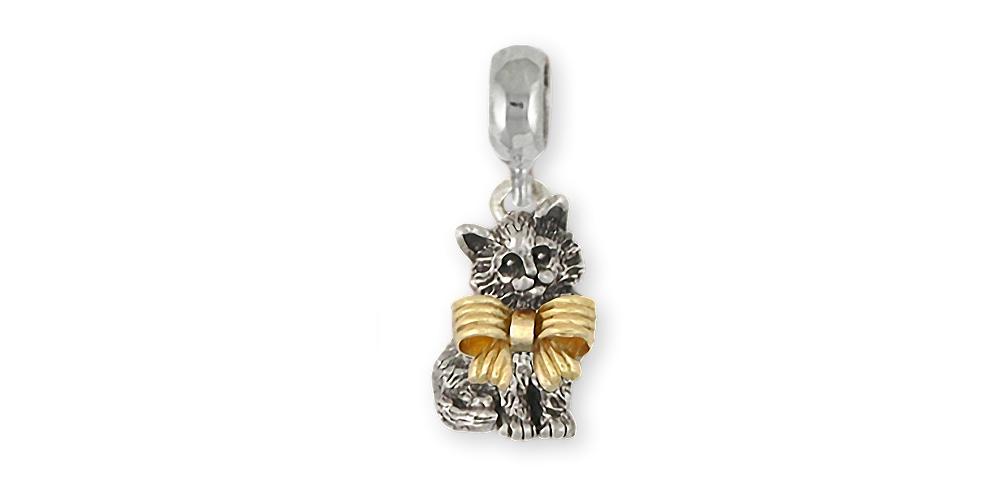 Maine Coon Charms Maine Coon Charm Slide Silver And 14k Gold Cat Jewelry Maine Coon jewelry