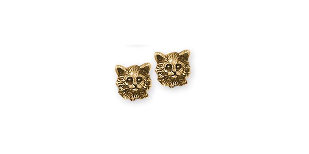 Maine Coon Charms Maine Coon Earrings 14k Gold Cat Jewelry Maine Coon jewelry
