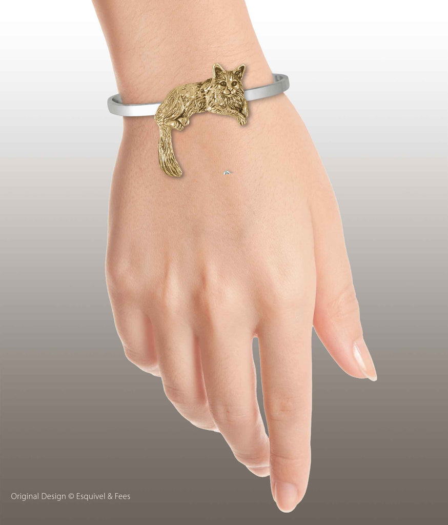 Maine Coon Jewelry 14k Gold Vermeil Handmade Maine Coon Cat Bracelet  MNC1-CBVM