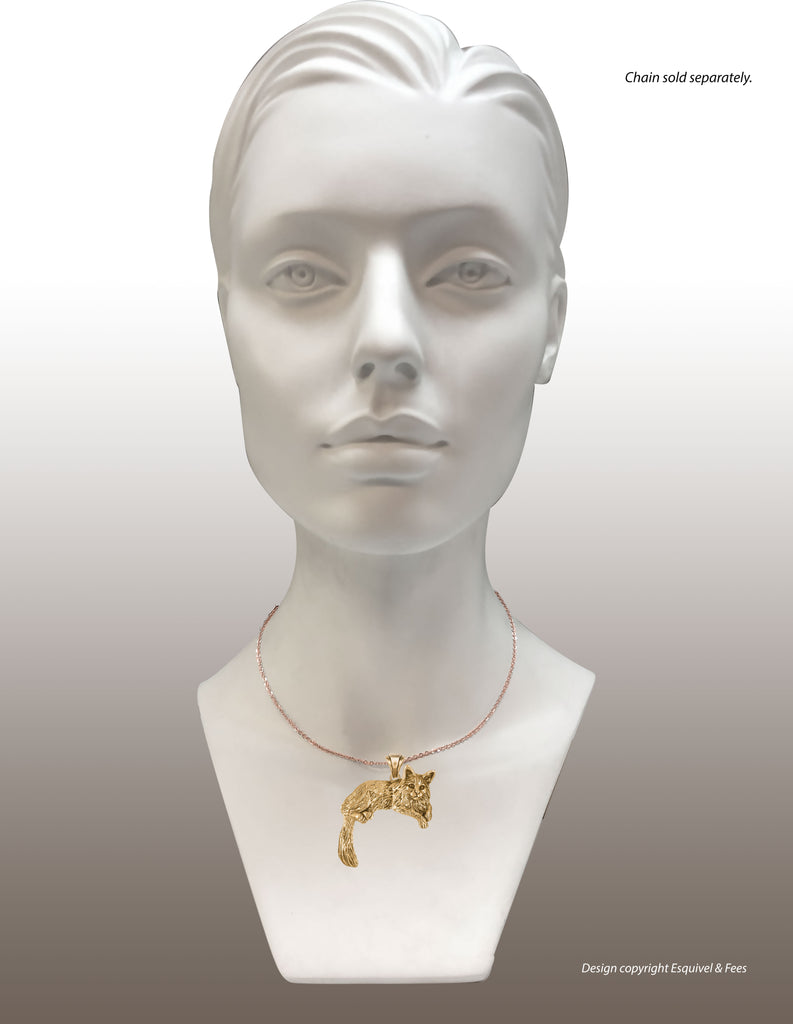 Maine Coon Jewelry 14k Gold Vermeil Handmade Maine Coon Cat Pendant  MNC1-PVM