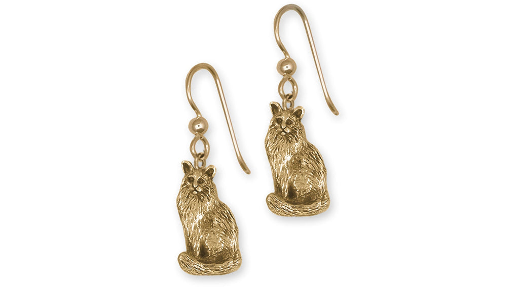 Maine Coon Charms Maine Coon Earrings 14k Yellow Gold Maine Coon Jewelry Maine Coon jewelry