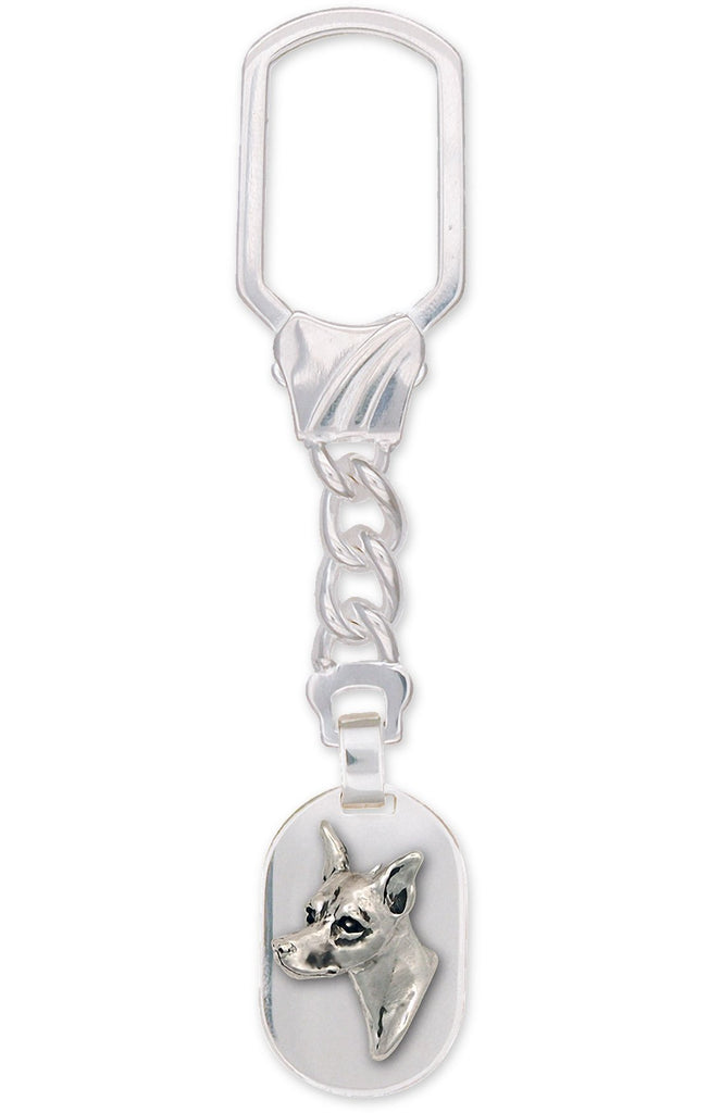 Min Pin Charms Min Pin Key Ring Sterling Silver Miniature Pinscher Jewelry Min Pin jewelry
