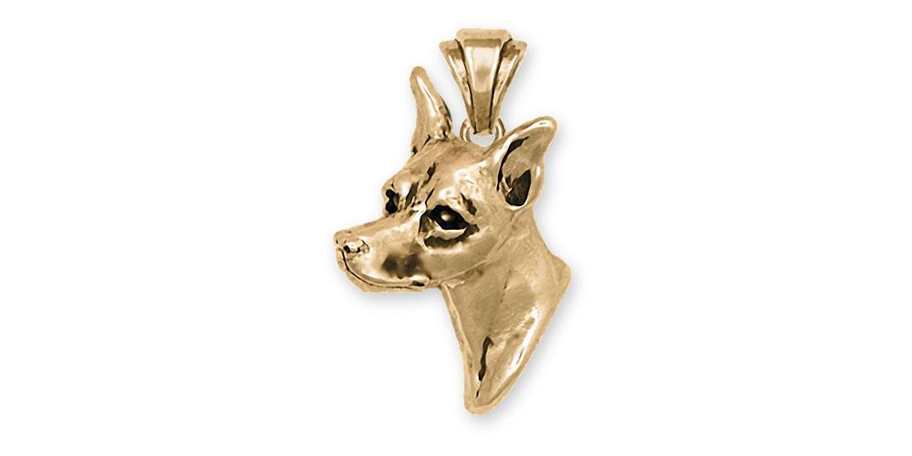 Min Pin Charms Min Pin Pendant 14k Yellow Gold Miniature Pinscher Jewelry Min Pin jewelry