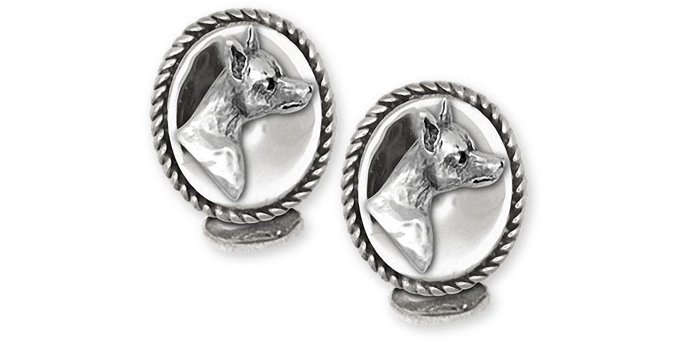 Min Pin Charms Min Pin Cufflinks Sterling Silver Miniature Pinscher Jewelry Min Pin jewelry