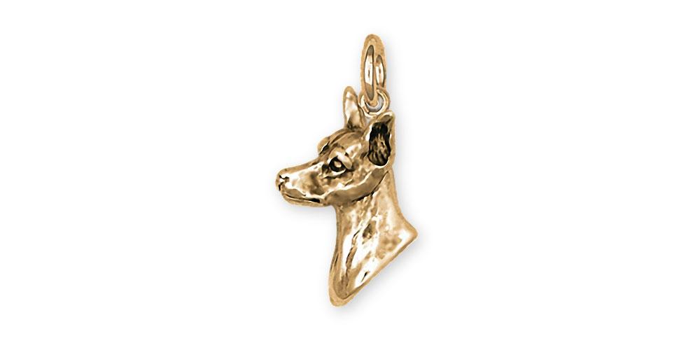 Min Pin Charms Min Pin Charm 14k Yellow Gold Miniature Pinscher Jewelry Min Pin jewelry