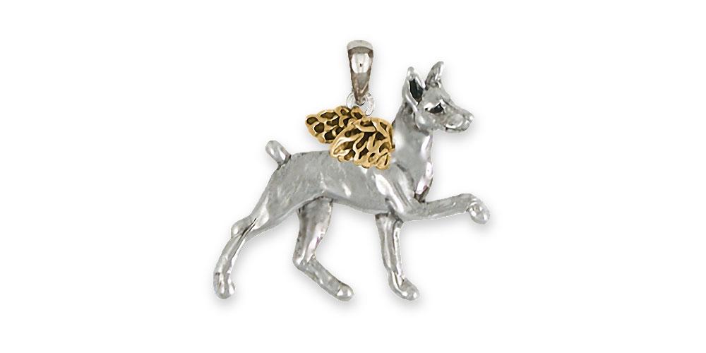 Min Pin Charms Min Pin Pendant Silver And 14k Gold Miniature Pinscher Jewelry Min Pin jewelry