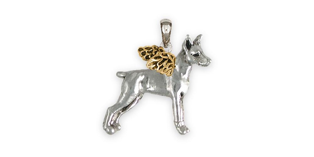 Min Pin Charms Min Pin Pendant Silver And 14k Gold Miniature Pinscher Jewelry Min Pin jewelry