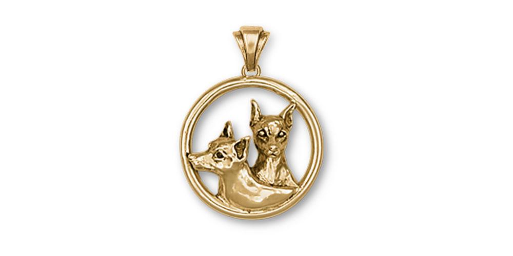 Min Pin Charms Min Pin Pendant 14k Yellow Gold Miniature Pinscher Jewelry Min Pin jewelry