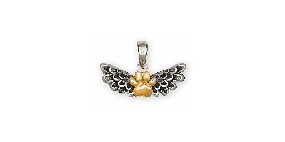 Paw And Wings Charms Paw And Wings Pendant Silver And 14k Gold Pet Memorial Pendant Jewelry Paw And Wings jewelry