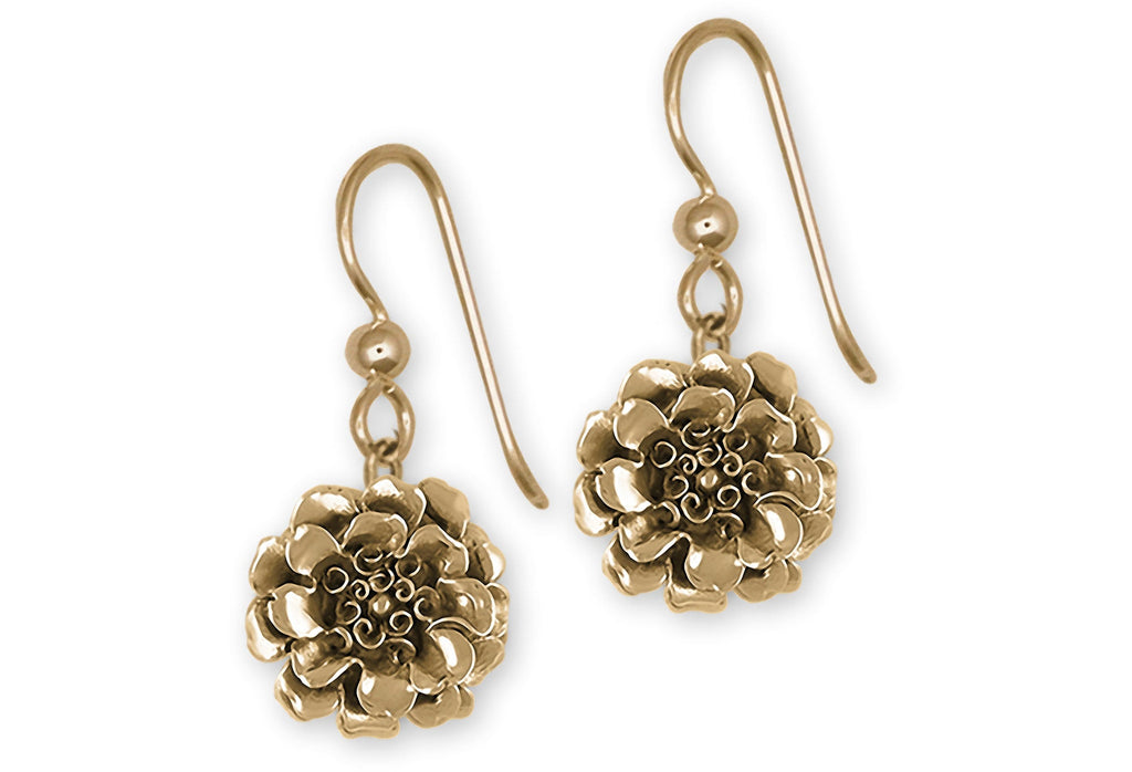 Marigold Charms Marigold Earrings 14k Yellow Gold Marigold Flower Jewelry Marigold jewelry