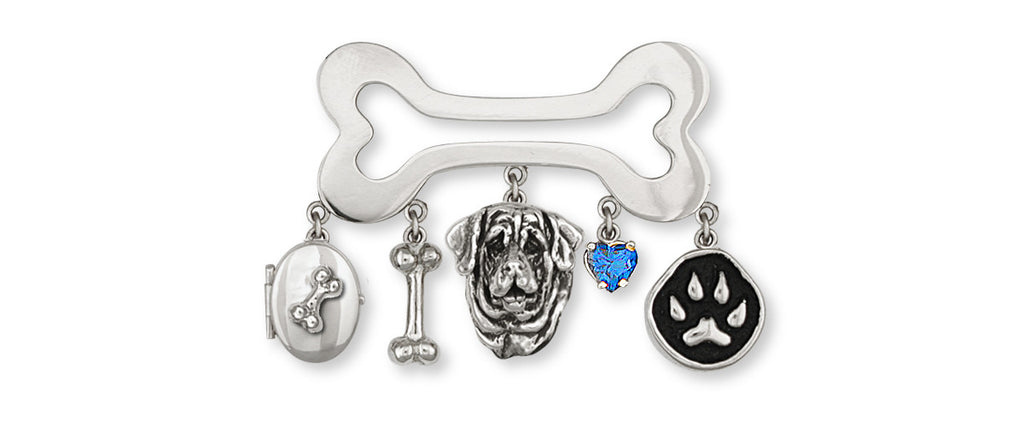 Mastiff Charms Mastiff Brooch Pin Sterling Silver Dog Jewelry Mastiff jewelry