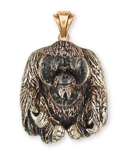 Orangutan Monkey Pendant Solid Yellow Bronze Jewelry OG1-PBZ