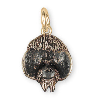 Orangutan Monkey Charm Solid Yellow Bronze Jewelry OG1H-CBZ