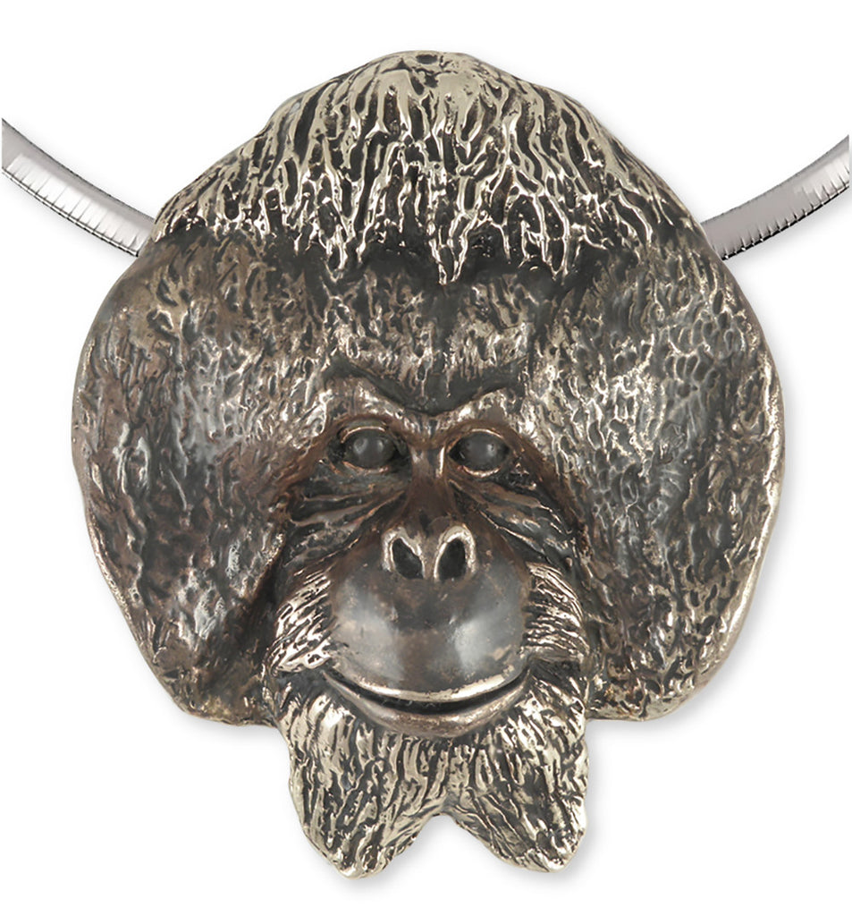 Orangutan Monkey Pendant Handmade Yellow Bronze Jewelry OG2-PBZ