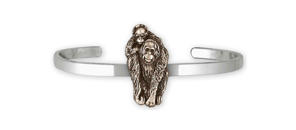 Orangutan Charms Orangutan Bracelet Sterling Silver And Yellow Bronze Orangutan And Baby Jewelry Orangutan jewelry