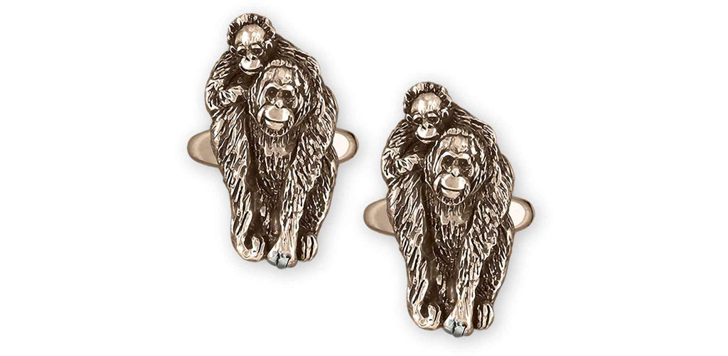 Orangutan Charms Orangutan Cufflinks Yellow Bronze Orangutan And Baby Jewelry Orangutan jewelry