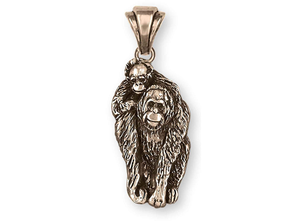 Orangutan Charms Orangutan Pendant Yellow Bronze Orangutan And Baby Jewelry Orangutan jewelry