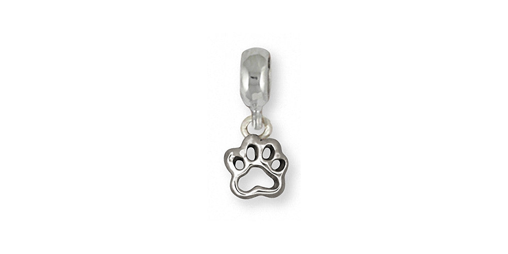 Dog Paw Charms Dog Paw Charm Slide Sterling Silver Dog Jewelry Dog Paw jewelry