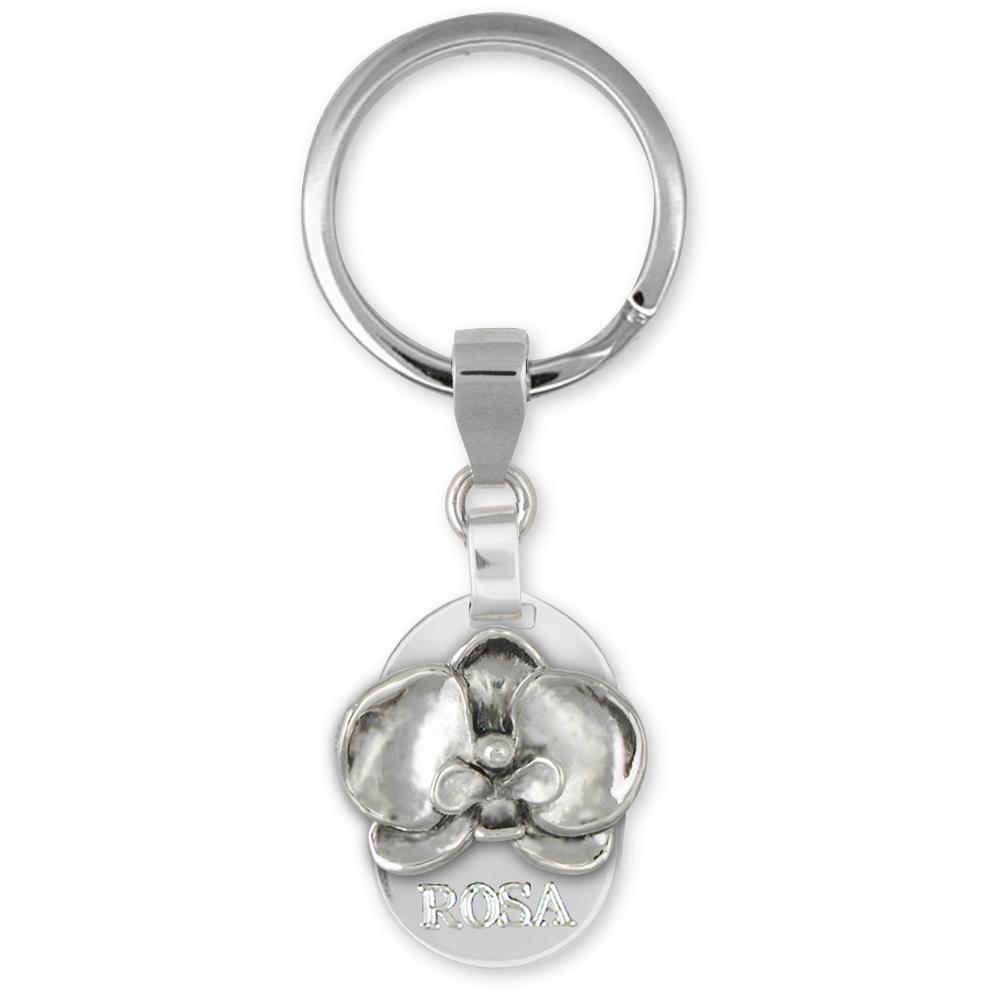 Orchid Charms Orchid Key Ring Sterling Silver Flower Jewelry Orchid jewelry