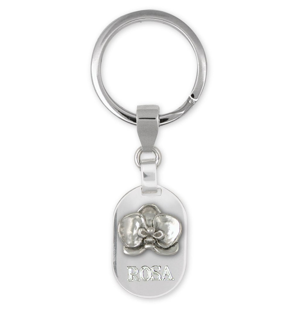 Orchid Charms Orchid Key Ring Sterling Silver Flower Jewelry Orchid jewelry