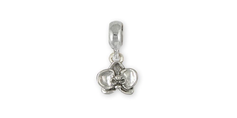 Orchid Charms Orchid Charm Slide Sterling Silver Flower Jewelry Orchid jewelry