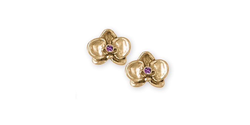 Orchid Charms Orchid Earrings 14k Gold Flower Jewelry Orchid jewelry
