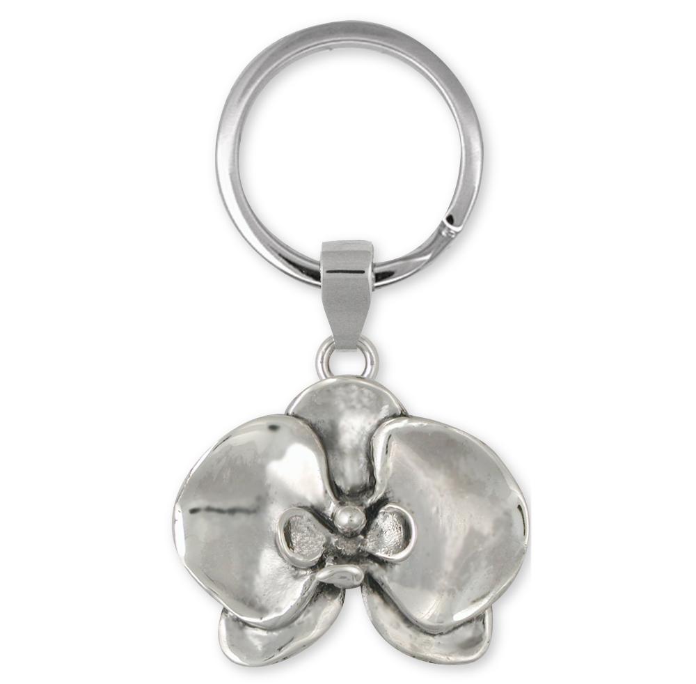 Orchid Charms Orchid Key Ring Sterling Silver Flower Jewelry Orchid jewelry