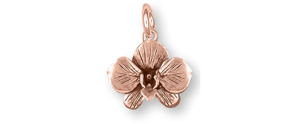 Orchid Charms Orchid Charm 14k Rose Gold Orchid Flower Jewelry Orchid jewelry