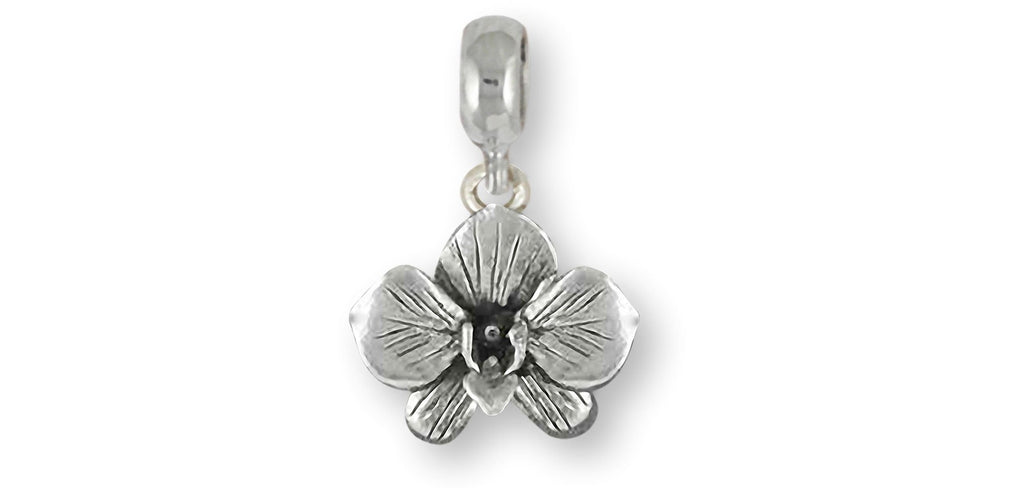 Orchid Charms Orchid Charm Slide Sterling Silver Orchid Flower Jewelry Orchid jewelry