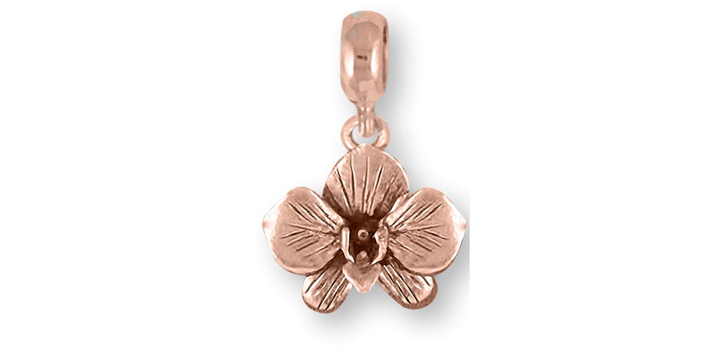Orchid Charms Orchid Charm Slide 14k Rose Gold Orchid Flower Jewelry Orchid jewelry